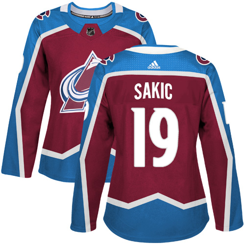 Adidas Colorado Avalanche #19 Joe Sakic Burgundy Home Authentic Women Stitched NHL Jersey